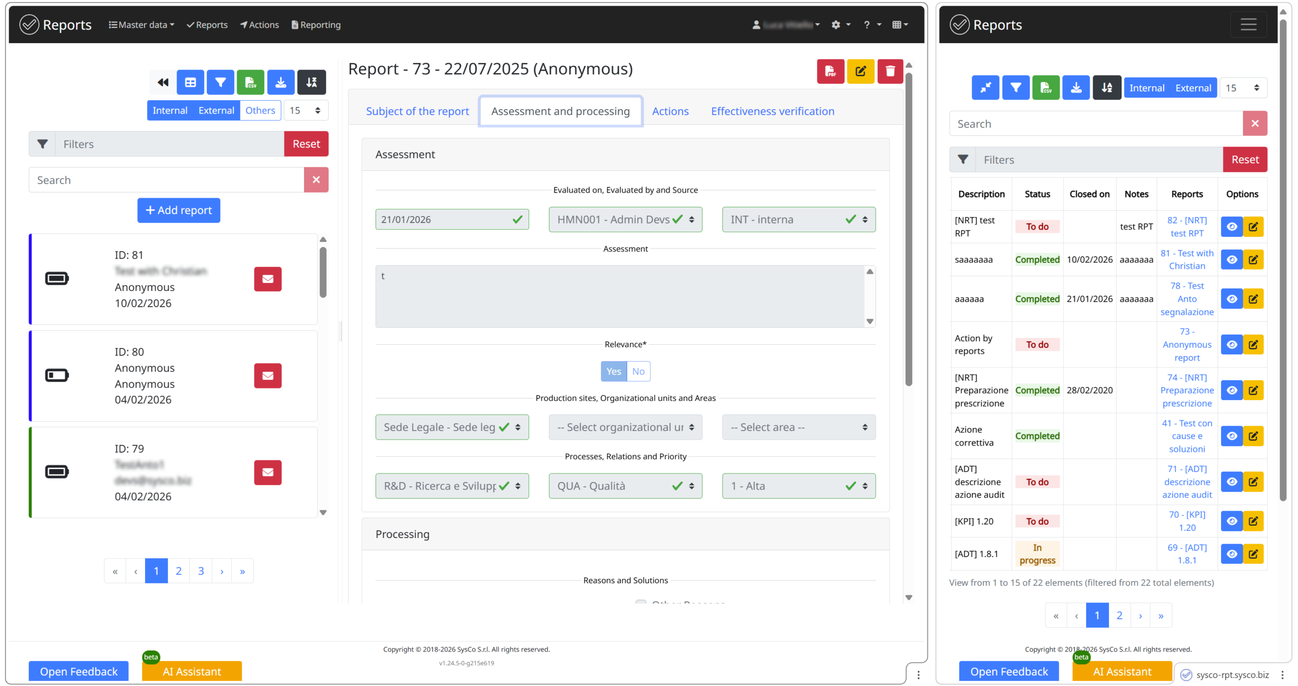 Reports | Segnalazioni