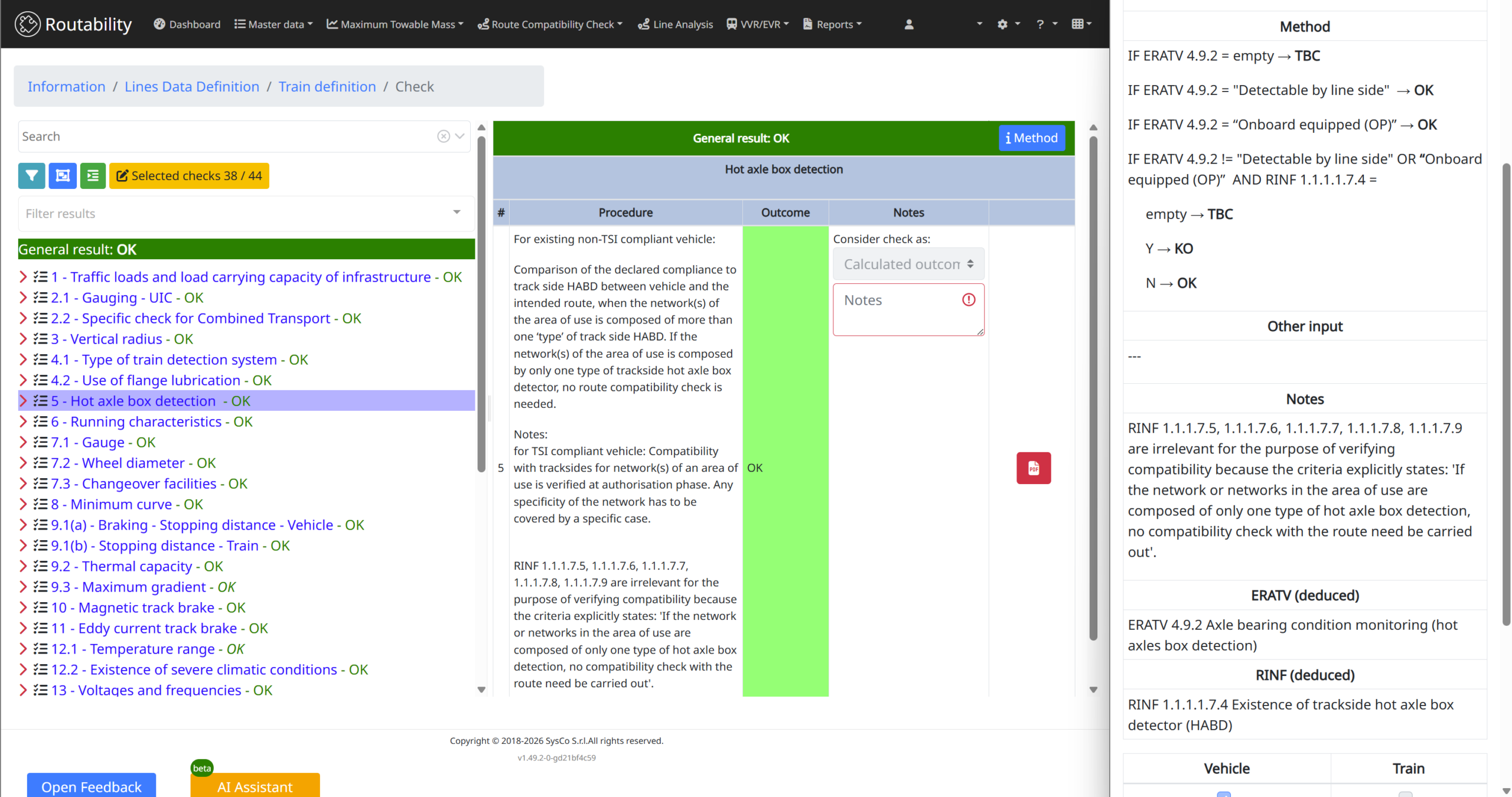 Railway Route Compatibility Analysis Chart | Compatbilità Treno-Tratta