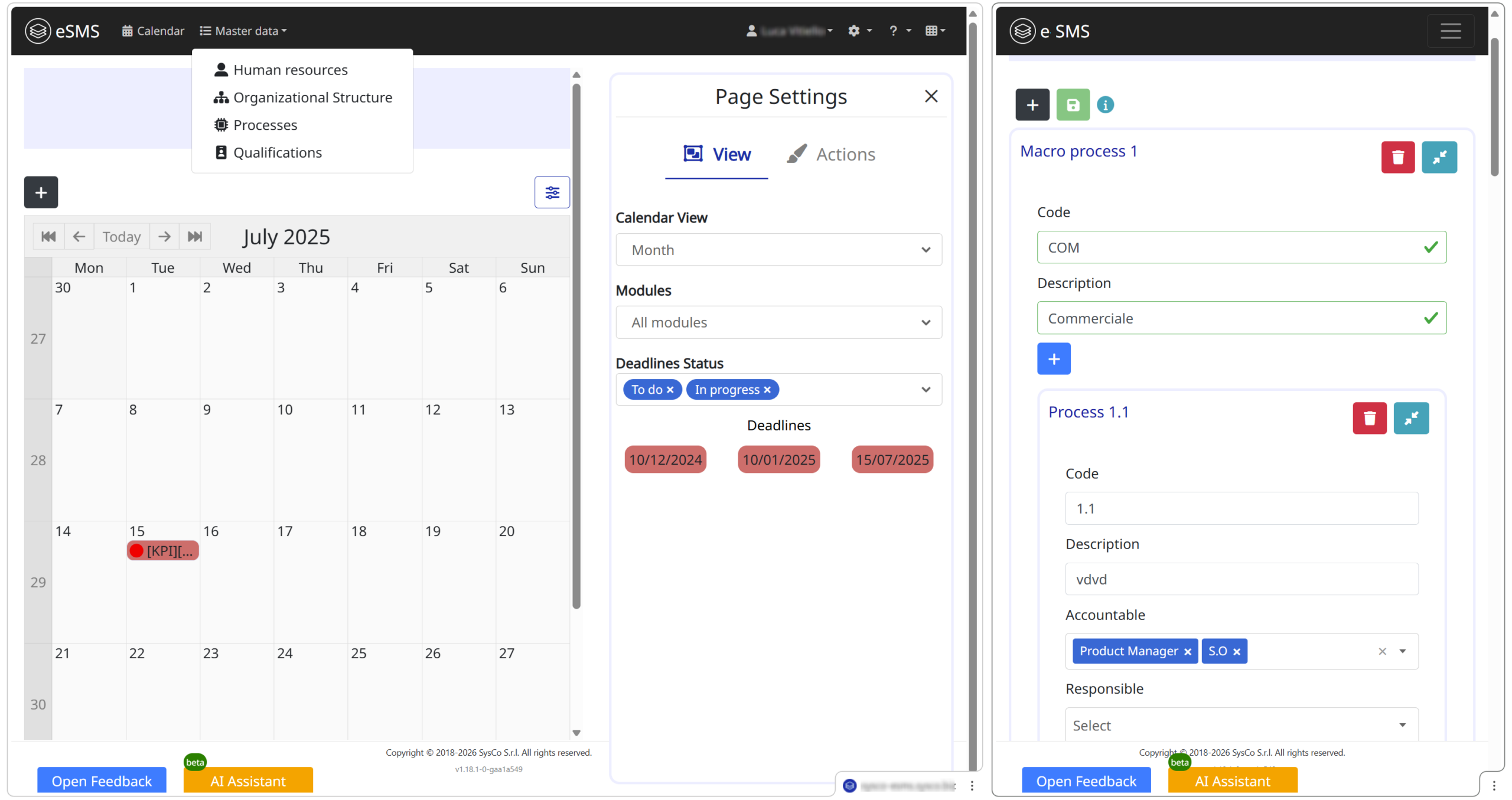 SMS Calendar | Calendario SGS